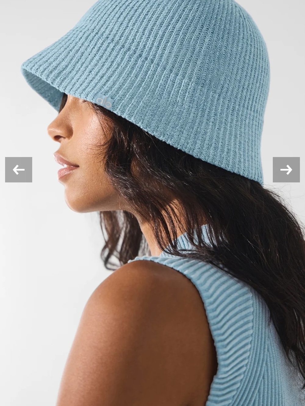 Alo Yoga Knit Cloche Bucket Hat – Denim Blue / Light Blue (Like New)